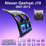 2 DIN Android Carplay automobilio radijas, skirtas Nissan Qashqai J10 2007-2013 Multimedijos grotuvo galvos blokas Stereo GPS navigacija BT WIFI 2+32GB 1+16GB,A