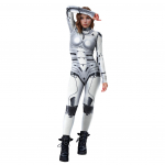 Helovino kostiumai moterims gotikinis kombinezonas robotas cosplay kostiumas modernus ma&scaron;ina kūno korio romperiai S gray