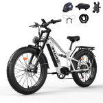 TIFGALOP ES7 Visureigis Suaugusiųjų Elektrinis Dviratis 26 colių Storos Padangos 750W Variklis 45-90KM nuvažiuojamas atstumas 52V19AH Baterija Važiavimui Lauke E-Kalnų Dviratis Su Vaikų Sėdyne balta