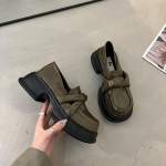 Madingi mink&scaron;tapadžiai platforminiai loaferiai Moteri&scaron;ki pavasariniai Mary Jane vienviečiai batai ūgiui didinti ir maži odiniai batai 35