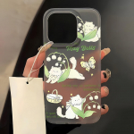 Mobiliojo telefono dėklai iPhone 11 13 15 Pro Max 12 14 Pro Max dėklas iPhone 16 15 Plus 13 Pro 12 Mini 13 Mini Matinės tekstūros Pie&scaron;ti animaciniai gėlių ra&scaron;tai iPhone 11 balta