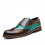 Male Business Dress shoe Colorful Lace up Fashion Man Casual Leather Oxfords shoes Flat Leisure Wedding Party shoe Men Big Size 6