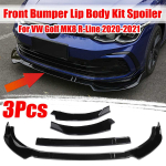 3 vnt. priekinio buferio lūpų spoilerio skirstytuvo dangtelio apdailos kėbulo komplektas, skirtas VW Golf MK8 R-Line 2020-2021 blizgus juodas CHINA