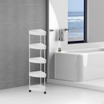 Kampinė lentyna su ratukais, laikiklis, drenažinis krep&scaron;ys voniai 5 Tier White