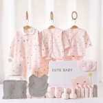 Naujagimio dovanų dėžutė: Grynos medvilnės pavasario ir rudens drabužių komplektas berniukams ir mergaitėms Newborn White Bear Gift Box