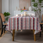 Qi Yun Retro Stripe Countryside Rectangle Tablecloth Cushion Cover 45x45 cm (without insert)