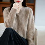 Moteri&scaron;kas ka&scaron;myro megztinis Qinghe ka&scaron;myras 30% ka&scaron;myras 70% vilna rudeninis ir žieminis puloveris &scaron;iltas ir madingas L