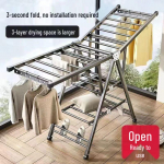 Pastatomas vertikalus sulankstomas balkono drabužių džiovintuvas namams ir bendrabučiams 1.4m Double Layer Drying gray