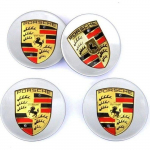 Dekoravimo aksesuarai - Porsche - Ratų dangteliai - 76 mm - Pilki - Rinkinys i&scaron; 4 vnt.