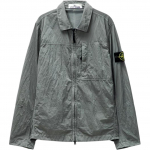 Stone Island FW24 Nailono Metalas Vienspalvis Dvigubas Užtrauktukas Raidės Ženklelis Mar&scaron;kinių Stiliaus Ilgomis Rankovėmis Pavasario Rudens Striukė Vyri&scaron;kos striukės Pilka 811511819-V0060 S