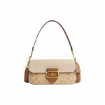 Coach Morgan 27 Spalvų Blokų Signature Dengto Drobės Ir Ver&scaron;io Odos Rankinė ant Peties Didelė Moteri&scaron;kos Rankinės &Scaron;viesiai Chaki CR332-IMWQ4 Basic Set (Bag+Dust Bag)