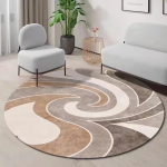 Minimalistinis apvalus kilimas su moderniu abstrakčiu dizainu &ndash; Mink&scaron;tas grindų kilimėlis svetainei, lovos &scaron;onui, kėdei, i&scaron;skirtinėms dekoracijoms 120cm x 120cm