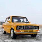 1:18 LADA 2106 Metalinis liejimo būdu pagamintas žaislinis automobilio modelis su garsu ir &scaron;viesa Vaikams skirtas žaislas Kolekcionuojamas daiktas Gimtadienio dovana geltona