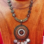 Les Tr&eacute;sors De Lily [E5750] - Collier Cr&eacute;ateur 'Les Souvenirs du Pass&eacute;' Orange Ambre ruda