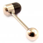 Les Tr&eacute;sors De Lily [L4533] - Barbell acier 'Pilule' gris noir