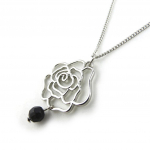 Les Tr&eacute;sors De Lily [N1096] - Collier Cr&eacute;ateur 'Rosa Romantica' noir argent&eacute;