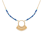 Les Tr&eacute;sors De Lily [P9261] - Collier Plaqu&eacute;-Or 'Boho' bleu dor&eacute; - 25x15 mm