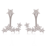 Les Tr&eacute;sors De Lily [Q2941] - Boucles contours de lobes argent 'Etoiles' blanc argent&eacute; (rhodi&eacute;) - 20x17 mm
