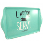 Les Tr&eacute;sors De Lily [P8969] - Plateau de service 'Messages' vert (L'Ap&eacute;ro est servie . . . &agrave; volont&eacute; ! ) - 37x23x2 cm turkis