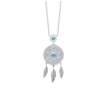 Les Tr&eacute;sors De Lily [R1103] - Collier Argent 'Navajos' turquoise argent&eacute; (dreamcatcher) rhodi&eacute; - 55x22 mm turkis