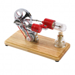 Stirlingo variklio komplekto elektros generatoriaus kar&scaron;to oro variklio modelis Fizinis generatoriaus modelis su LED &scaron;viesos smagračio mediniu pagrindu C silver&red