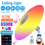 18/60 W muzikinė lubų lempa RGBW LED lubų lempa su nuotolinio valdymo pulteliu, &bdquo;Bluetooth&ldquo; garsiakalbiu, &bdquo;APP Control&ldquo; naktine lempa, skirta miegamojo namų vakarėlio dekoratyvinėms lempoms 60W