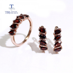 Naujas natūralus granatas Papuo&scaron;alai moterims Dailūs papuo&scaron;alai 925 sidabro brangakmenio žiedas auskarai papuo&scaron;alų rinkinys kasdien ne&scaron;iojamas dovana