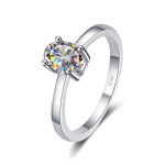 Bague Ringen D spalvos ovalus moissanito 1 karatų amžinas žiedas S925 sterlingo sidabro, platina padengtas prabangus moterų sužadėtuvių papuo&scaron;alai