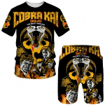 Vasaros &bdquo;Cobra Kai&ldquo; 3D marginti mar&scaron;kinėliai / &scaron;ortai / kostiumas, vyri&scaron;kas sporti&scaron;kas komplektas trumpomis rankovėmis, laisvalaikio hiphopo sportinė apranga, 2 dalių sportinis kostiumas 6XL