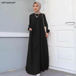 Mygtukas priekyje Kaftan chalatas ilgomis rankovėmis mar&scaron;kiniai ki&scaron;eniniai moteri&scaron;ki maxi suknelė chalatai Artimųjų Rytų modeliai musulmoni&scaron;ko stiliaus Kukli drabužiai ruduo 3XL