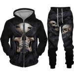 Personality Skull 3D Print Vyri&scaron;kas sportinio kostiumo rinkinys Gothic Punk Hoodie/Užtrauktuku/Mer&scaron;kinis su užtrauktuku/Kelnės/Kostiumai &Scaron;aunūs Helovino gatvės drabužiai XXL