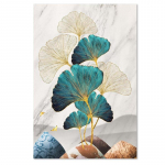 Moderni prabangi ginkmedžio lapų drobės tapybos plakatas auksiniai augalai elnio meno spaudai Kalėdų dekoracija paveikslas esteti&scaron;kas kambario sienų dekoras 20x30cm No Frame auksas/mėlyna