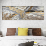 Abstract Golden Art Aliejinė drobė Tapyba &Scaron;iaurės &scaron;alių ra&scaron;alu Linija Plakatai ir spaudiniai Sienų meno paveikslėliai Svetainės namų dekoras be rėmelio 20*40cm