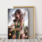 medžio masyvo rėmas Kanados tapytojų spaudiniai Sexy Girl Japan Anime Game HD Wall Picture Menas Grožis Plakatas Drobė Tapyba Dekoratyvinis namų dekoro rėmelis 15*20cm(with frame)