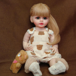 Realisti&scaron;ka, tikrovi&scaron;ka, viso silikono kūno lėlė atgimusi mergaitės lėlė 55 CM 22 colių žaislinė princesė mažylė Bebe su auksiniais ilgais plaukais