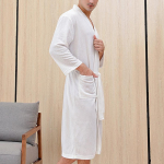 Unisex Fashion Absorbent Greitai džiūstantis Paprastas Natūralus Naktinis Naktinis Chalatas Porai M balta