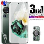 3in1 priekinė galinė hidrogelio plėvelė ir fotoaparato objektyvo apsauginės plėvelės, skirtos Huawei P60 Pro 4G P60 ekrano apsaugai Huawei P60 4G skaidri