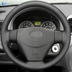Perforuotas odinis gaubtas Hyundai Accent 2006-2011 Getz 2005 Kia Rio 5 2006 2007 2008 2009 automobilio vairo apdaila black