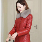 Nuimama kailinė apykaklė, skirta moteri&scaron;kai PU odos vidutinio ilgio dirbtinio lapės kailio apykaklė su medvilnine &scaron;iaudine striuke, skirta lieknėjimui