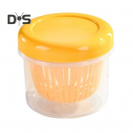 Skaidrus svogūnų imbiero česnako indas su dangčiu, nusausinimo sluoksniu, tvirtu sandariu maisto laikymo dėžutės virtuvės reikmenimis geltona