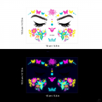 Vandeniui atsparus laikinas tatuiruotės lipdukas kaukių neoninis fluorescencinis veido lipdukas Muzikos festivalis &Scaron;vytintis netikras tatuiruotės makiažas Blizgučiai 1