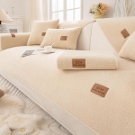 Sutir&scaron;tintos vilnos aksominis sofos užvalkalas žiemai &scaron;iltas gyvenamasis kambarys sofa nugaros atlo&scaron;as porankio pagalvėlė mink&scaron;ta neslystanti dulkėms dekoratyvinė danga 90x180cm 1pcs smėlis