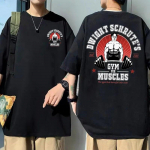 Powerhouse Gym Geek Dwight Schrute S Gym for Muscles Dvipusiai marginti mar&scaron;kinėliai Unisex Moteri&scaron;ki Harajuku mar&scaron;kinėliai Unisexs medvilniniai mar&scaron;kinėliai L