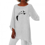 Moteri&scaron;ki pavasario ir vasaros ploni ilgi mar&scaron;kiniai Moteri&scaron;ki laisvalaikio 3/4 ilgomis rankovėmis madingi spausdinti plius dydžio mar&scaron;kinėliai su apvalia apykakle S balta