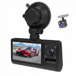 3 kameros Dash Cam Liečiamas ekranas Skaidrus automobilio galinio vaizdo veidrodėlis automobilio vaizdo įra&scaron;ymo vaizdo kamera platus juoda
