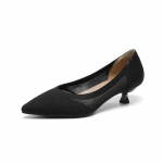 Pavasariniai moteri&scaron;ki batai 2024 Vienspalviai smailūs pir&scaron;tai ant žemakulnių batų Megzti, kvėpuojantys, neslystantys guminiai darbo batai 38