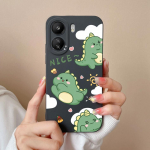 Skirtas &bdquo;Xiaomi Redmi Note 13 Pro 13R 13C K60 Ultra K70 Pro K70E&ldquo; dėklui mielam dinozaurui, auk&scaron;tos kokybės matiniam skysto silikono galinio dangtelio apsauginiam korpuso buferiams redmi 13C 4G