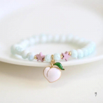 Pearl Rabbit ing Bottle Beaded Elastic Bracelets Catoon Animal Ceramics Beads Bracelet for Women Jewelry Birthday Gifts A7 white