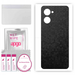 apgo Protective Skin Sticker for the back compatible with Realme 10 Pro, Wrap Film, Foil, Vinyl - Pattern Black Honeycomb