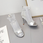 Auk&scaron;takulniai 10cm Mada Pavasaris Auksiniai Blizgučiai Cirkonio Tinklelis Kulno Sandalai Batai Auk&scaron;ti Kulnai Seksualūs Aulinukai Atviru Nyk&scaron;čiu Pompos Moteri&scaron;ki Vakarėlio Batai 41